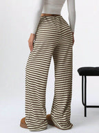 Tied Striped Wide Leg Pants - Delanoir