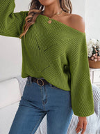 Openwork Long Sleeve Sweater - Delanoir