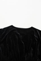 Surplice Long Sleeve Velvet Dress - Delanoir