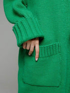 Pocketed Open Front Dropped Shoulder Cardigan - Delanoir