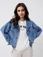 Pocketed Button Up Long Sleeve Denim Top - Delanoir