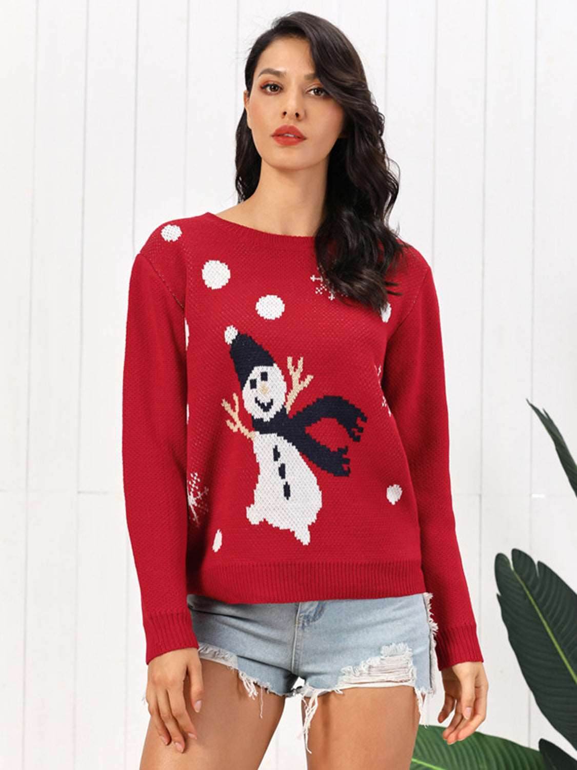 Snowman Round Neck Sweater - Delanoir