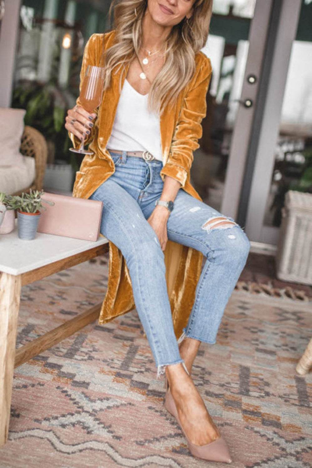 Open Front Long Sleeve Coat - Delanoir