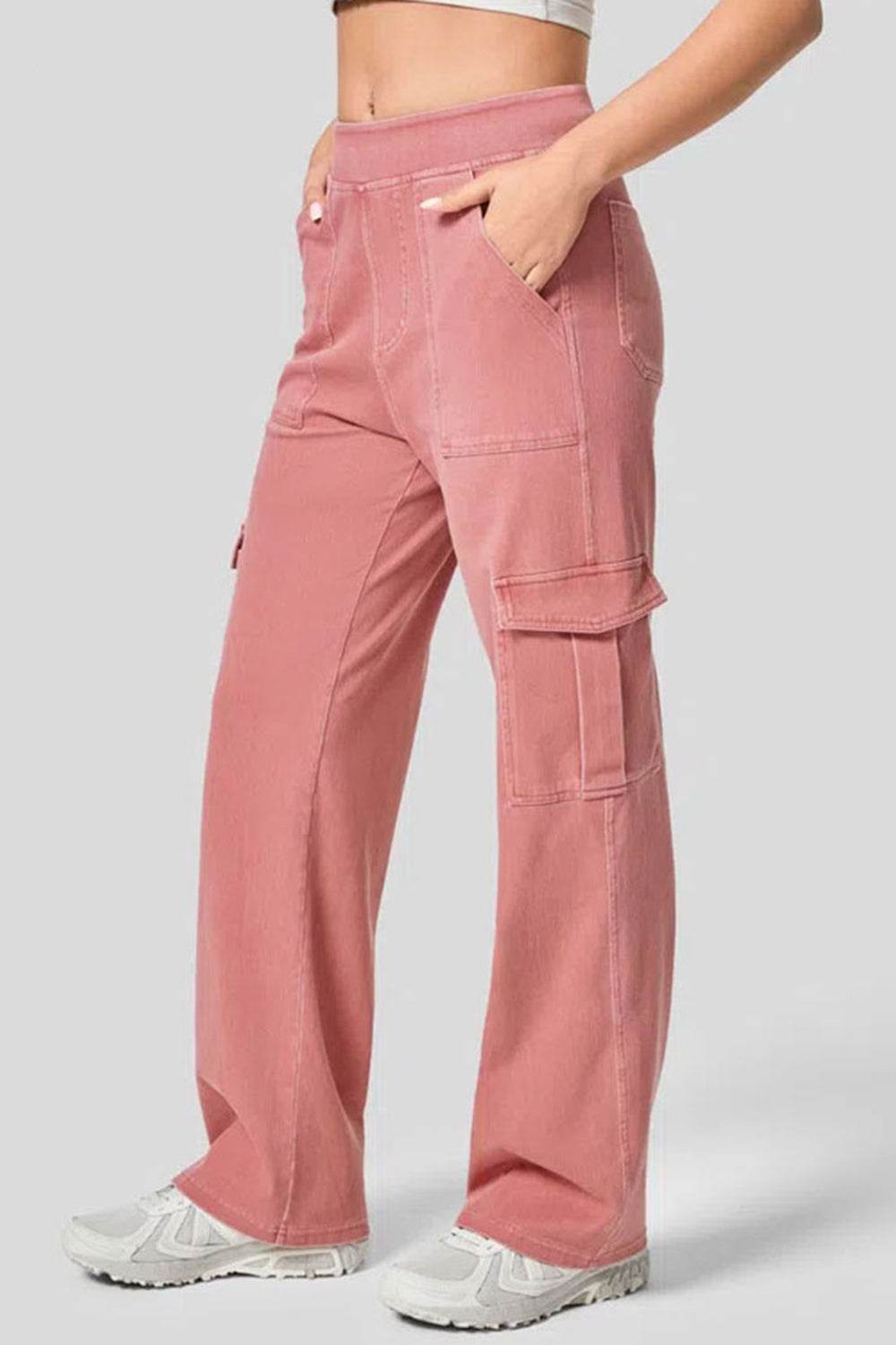 High Waist Straight Leg Cargo Jeans - Delanoir