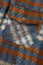 Plaid Collared Neck Jacket with Chest Pockets - Delanoir
