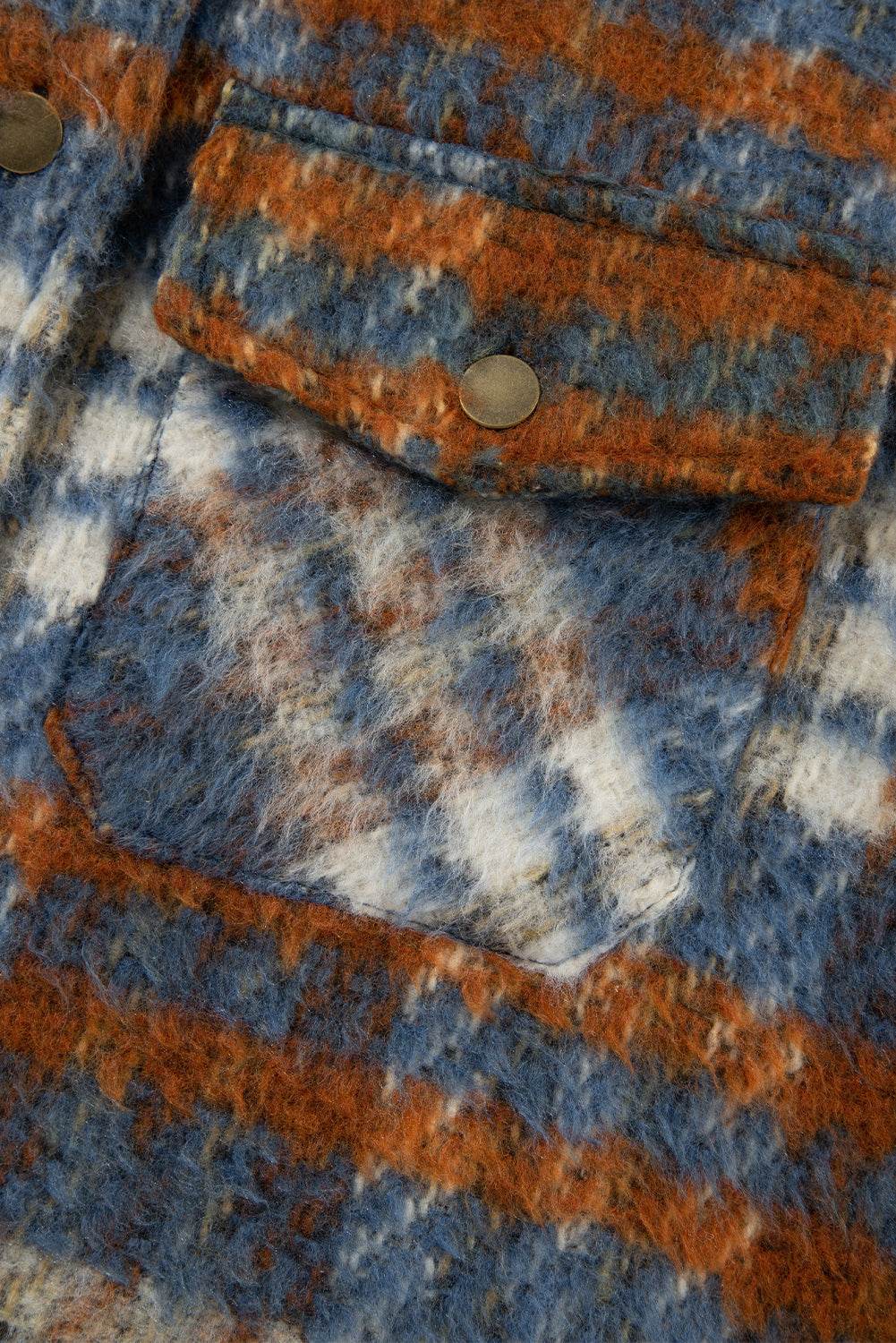 Plaid Collared Neck Jacket with Chest Pockets - Delanoir
