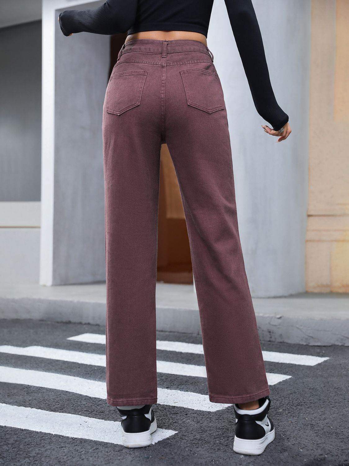 Straight Leg Jeans with Pockets - Delanoir
