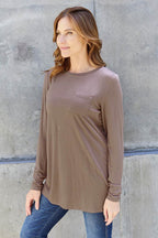 Basic Bae Full Size Round Neck Long Sleeve Top - Delanoir