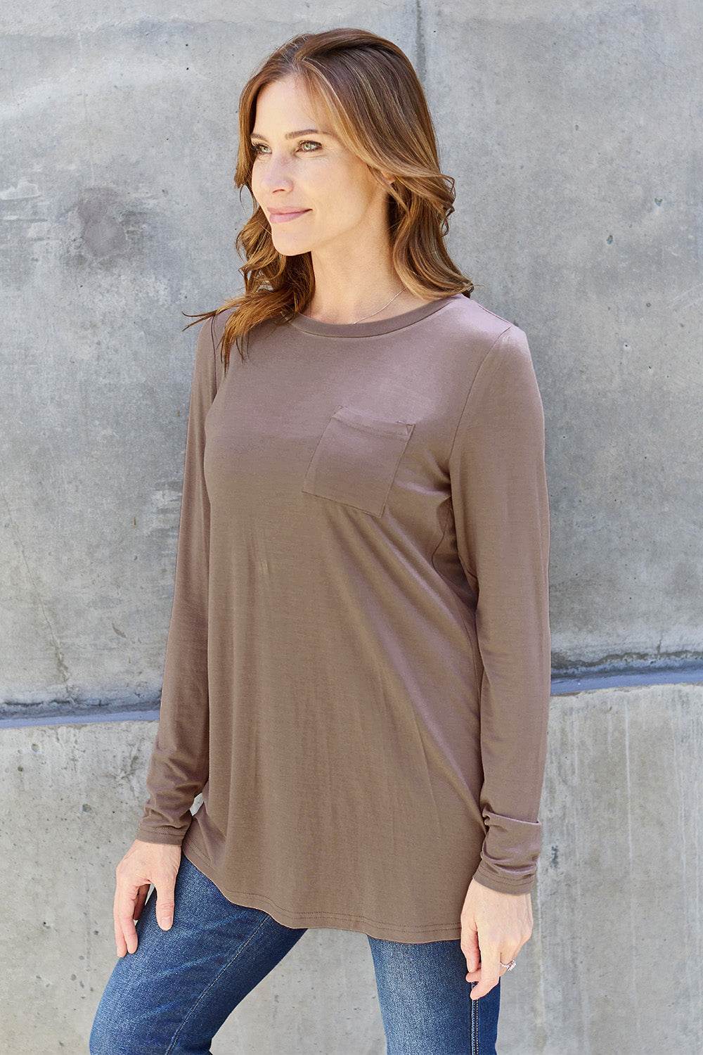 Basic Bae Full Size Round Neck Long Sleeve Top - Delanoir