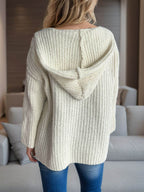 Sequin Detail Long Sleeve Hooded Cardigan - Delanoir