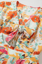 Tied Printed Half Sleeve Romper - Delanoir