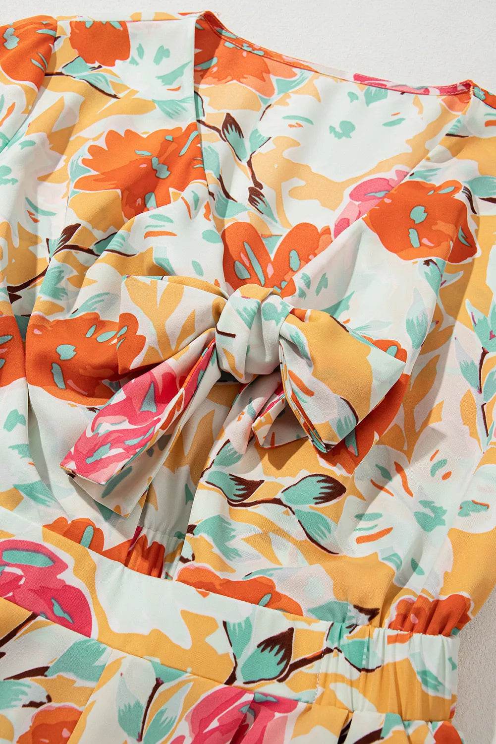 Tied Printed Half Sleeve Romper - Delanoir