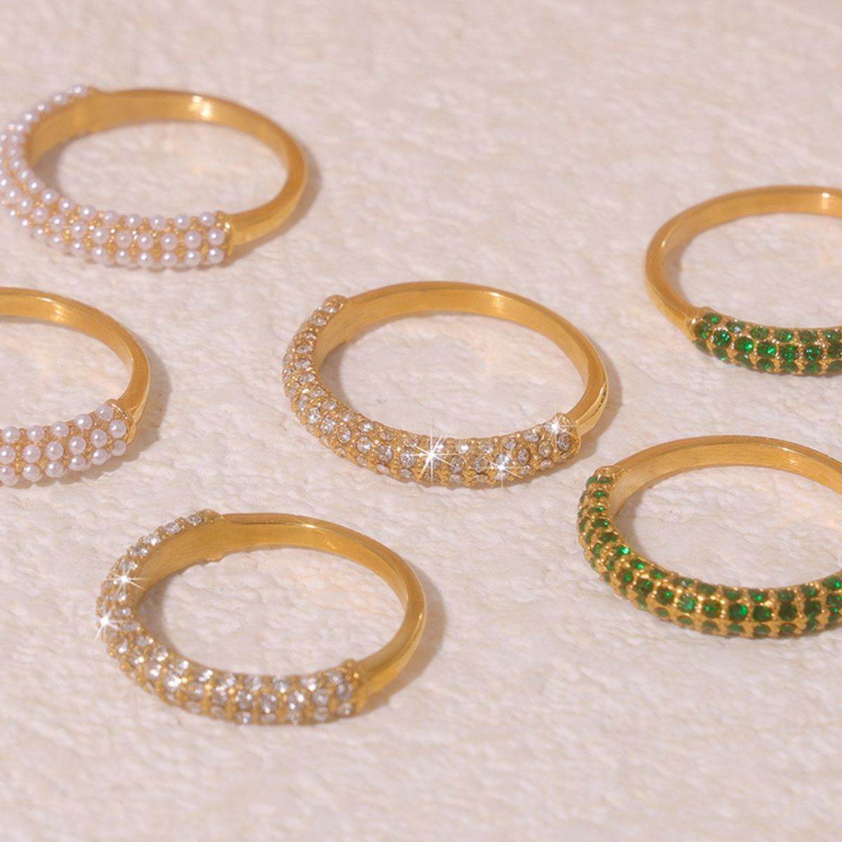 18K Gold-Plated Inlaid Zircon Ring - Delanoir