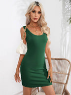 Scoop Neck Sleeveless Bodycon Dress - Delanoir