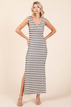 Mittoshop Striped Scoop Neck Sleeveless Maxi Dress - Delanoir