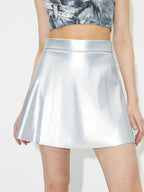 Ruched Mini Skirt with Zipper - Delanoir