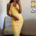 Halter Neck Midi Sweater Dress - Delanoir