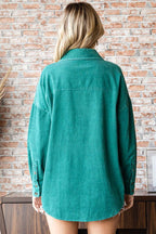 First Love Washed Corduroy Button Down Long Sleeve Shirt - Delanoir