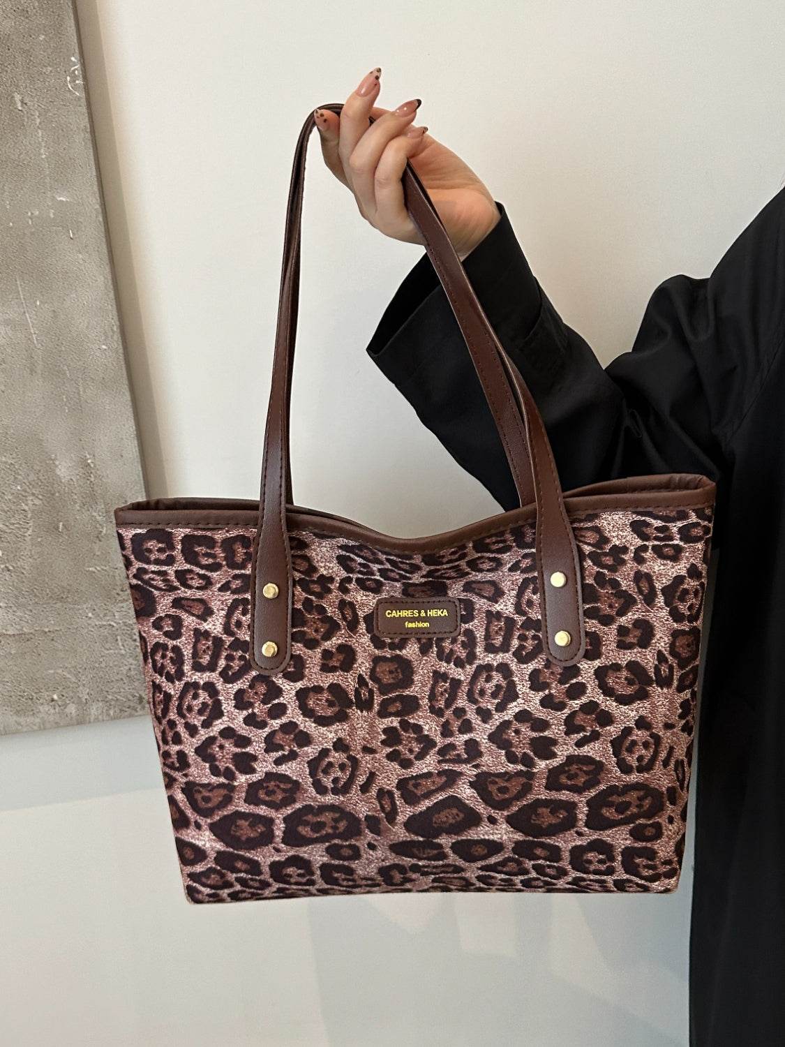 Leopard Polyester Tote Bag - Delanoir