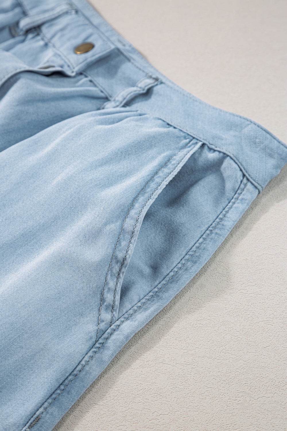 Snap Down High Waist Denim Skirt - Delanoir