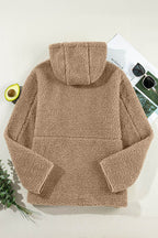 Drawstring Fleece Zip Up Hooded Jacket - Delanoir