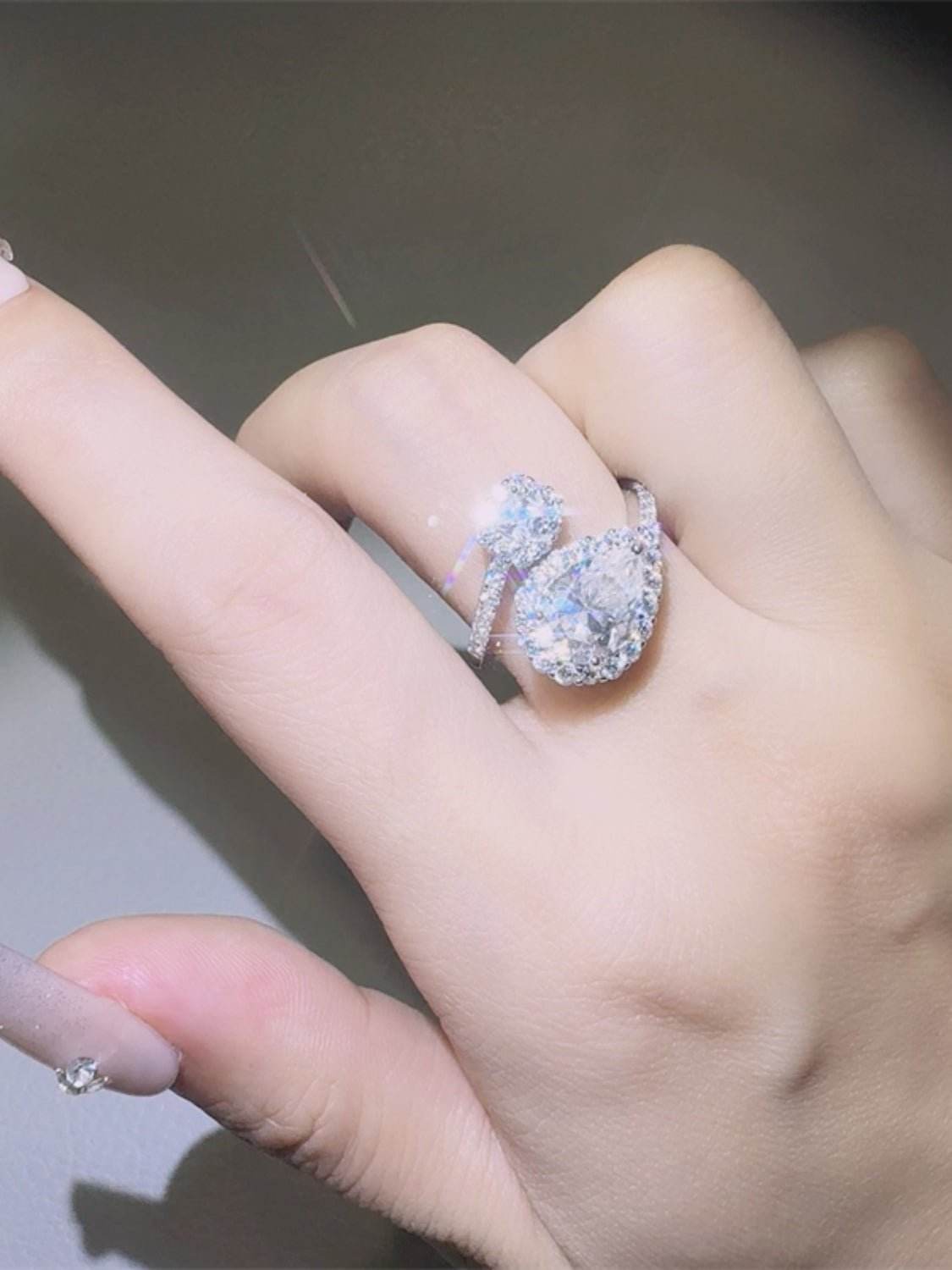 2 Carat Moissanite 925 Sterling Silver Bypass Ring - Delanoir
