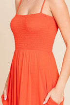 Culture Code Full Size Smocked Cami Maxi Dress with Pockets - Delanoir
