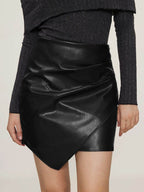 Ruched Mini Skirt with Zipper - Delanoir