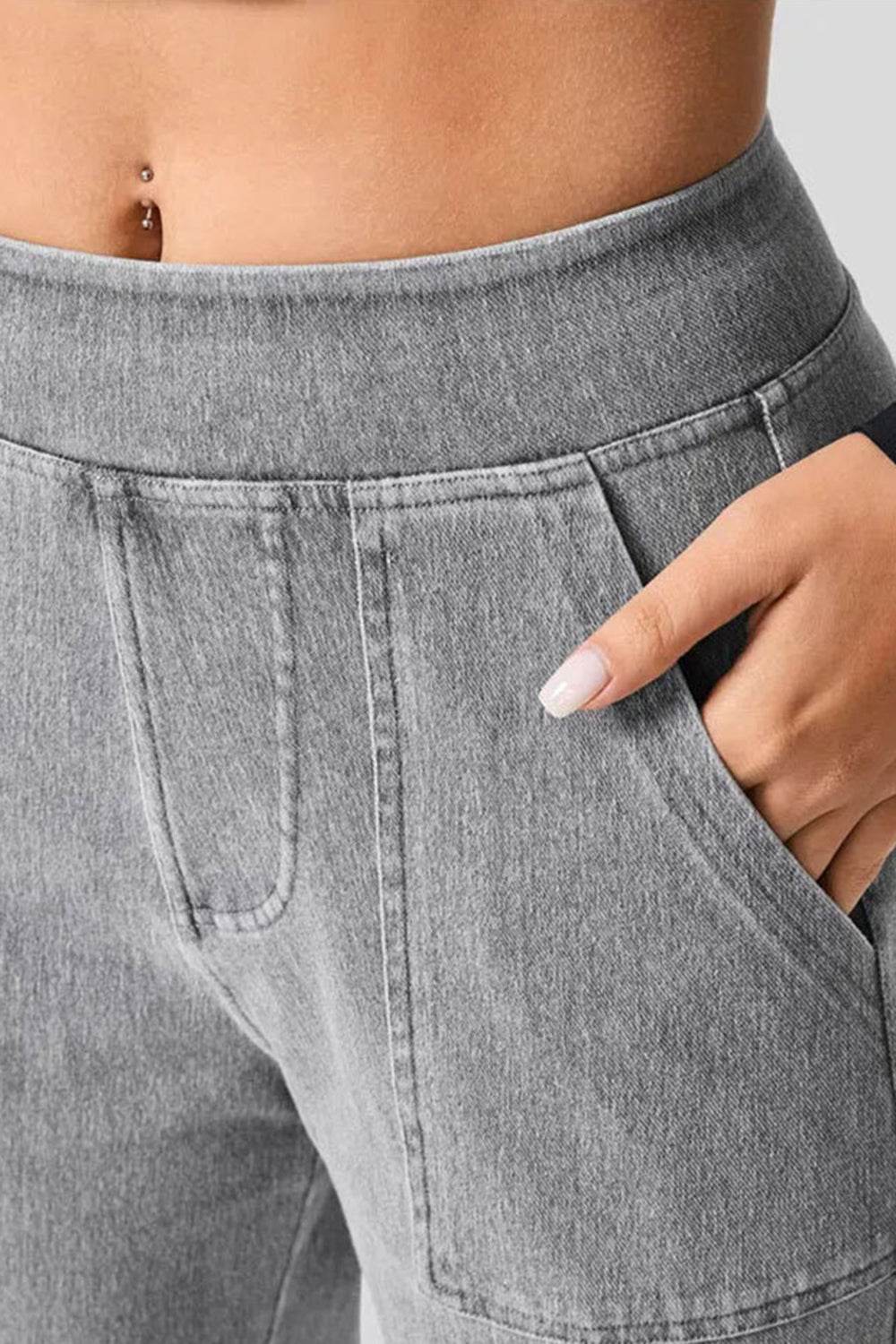 High Waist Straight Leg Cargo Jeans - Delanoir