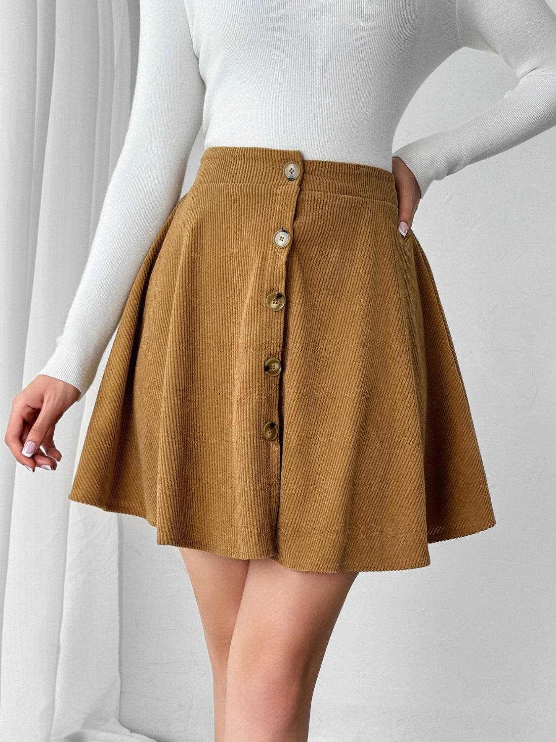 Buttoned Mini Skirt - Delanoir