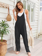 V-Neck Spaghetti Strap Jumpsuit - Delanoir