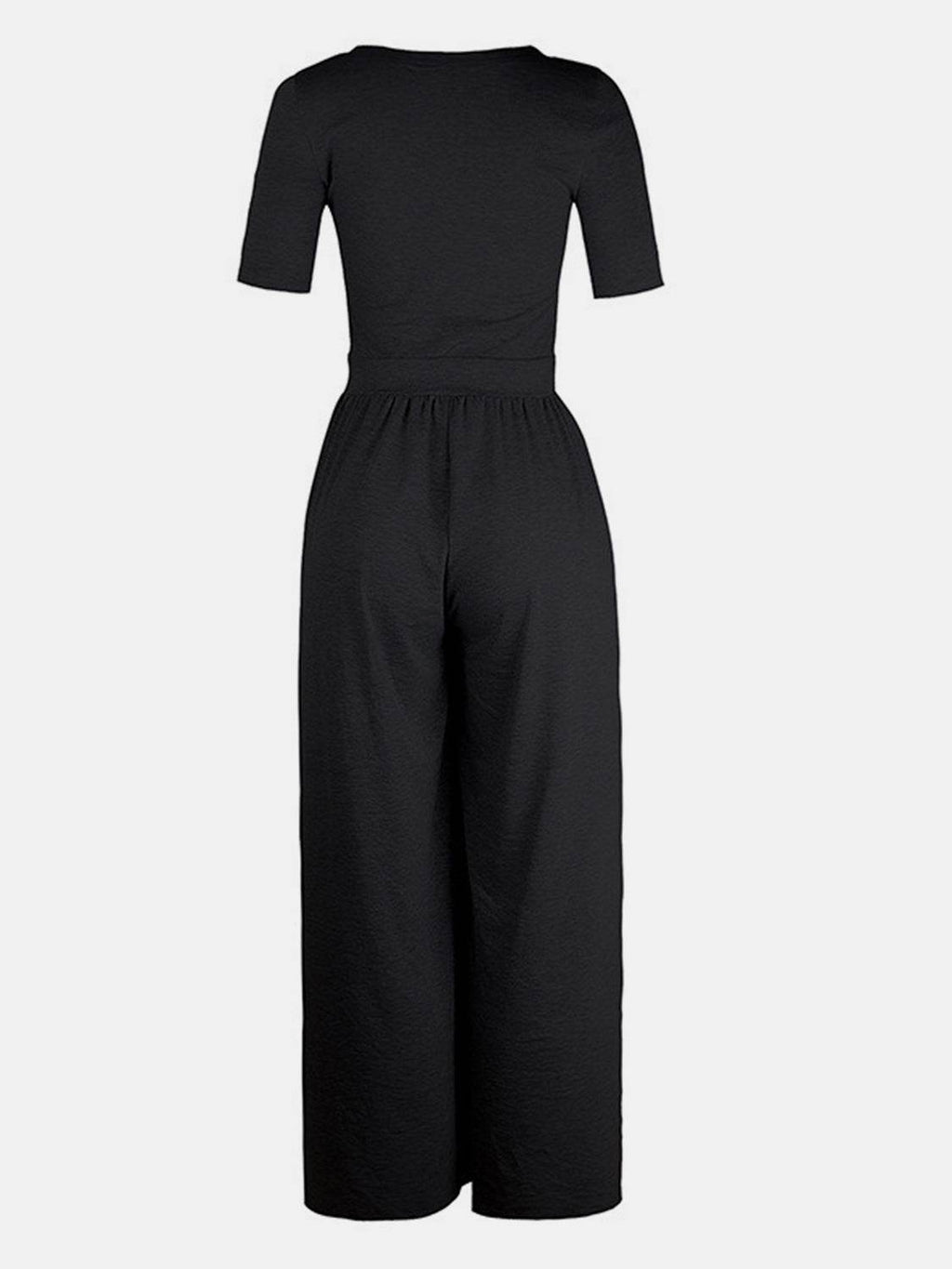 Scoop Neck Short Sleeve Jumpsuit - Delanoir