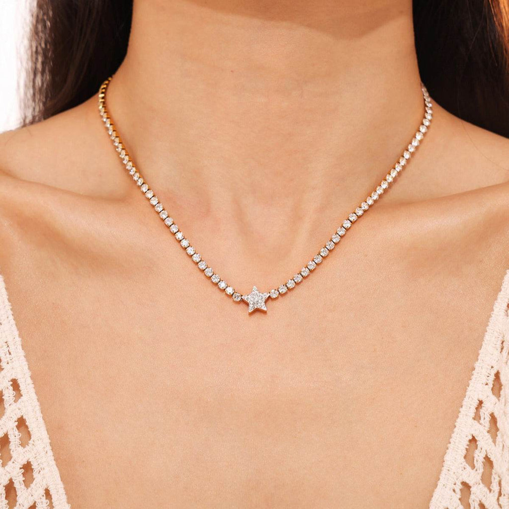 Titanium Steel Zircon Star Necklace - Delanoir