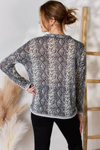 Hailey & Co Full Size Snakeskin V-Neck Long Sleeve Top - Delanoir