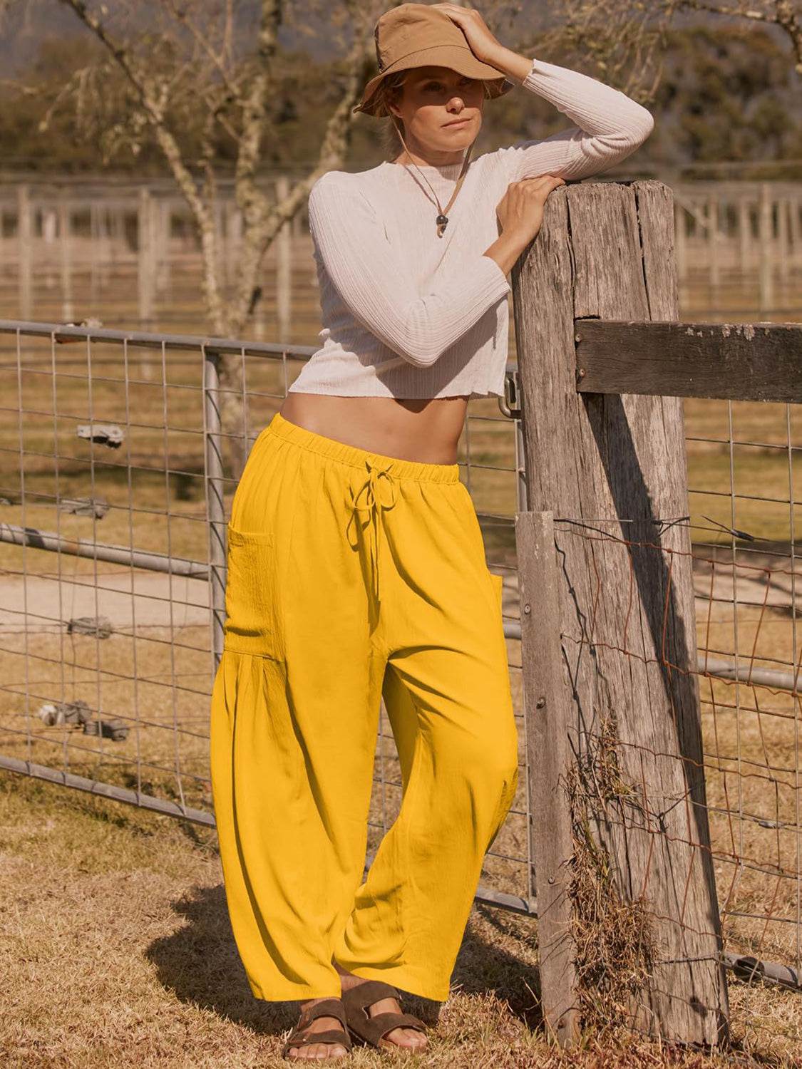 Full Size Wide Leg Pants with Pockets - Delanoir