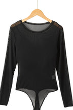 V-Neck Cami and Round Neck Long Sleeve Bodysuit Set - Delanoir