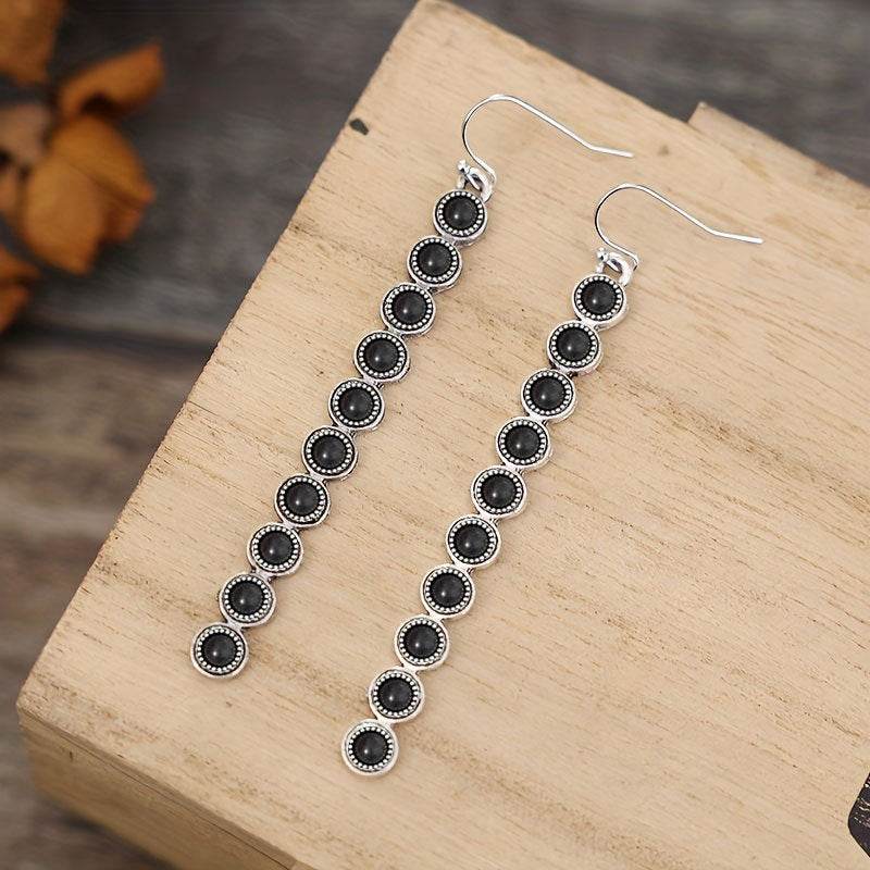 Artificial Turquoise Alloy Bar Earrings - Delanoir