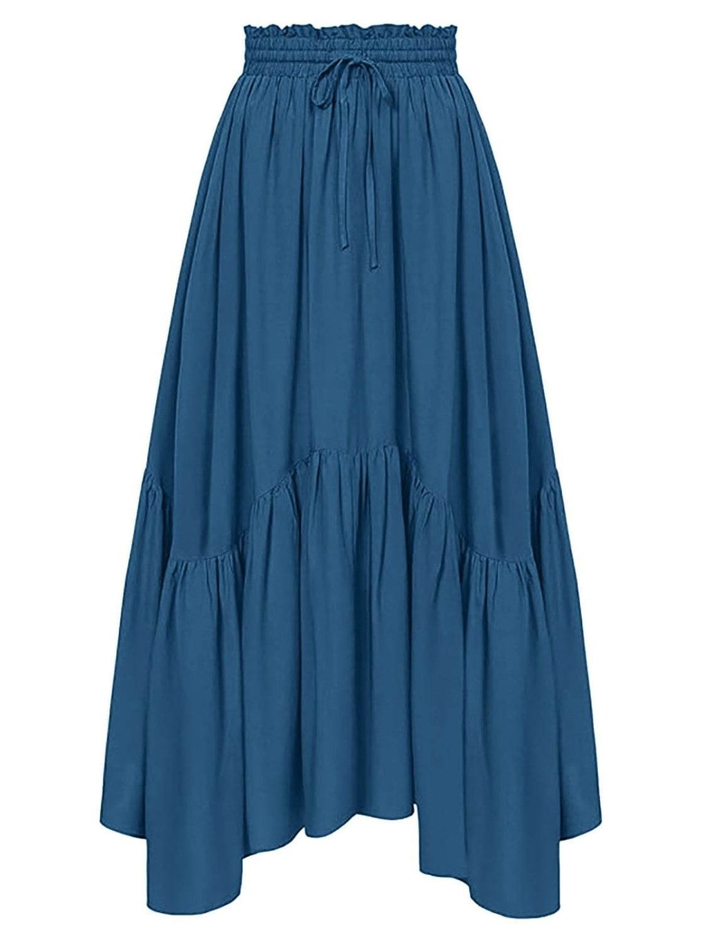 Smocked Waist Band Ruched Layered Skirt - Delanoir