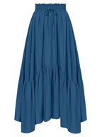 Smocked Waist Band Ruched Layered Skirt - Delanoir
