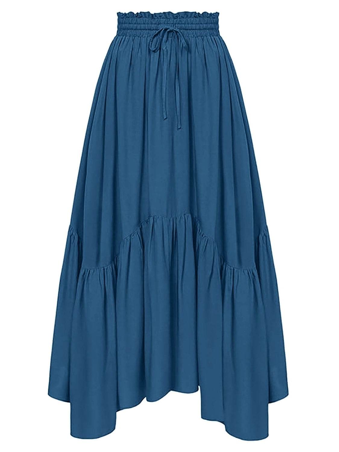 Smocked Waist Band Ruched Layered Skirt - Delanoir
