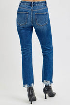 RISEN Full Size High Rise Distressed Crop Straight Jeans - Delanoir