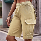 Denim Cargo Shorts with Pockets - Delanoir