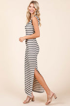 Mittoshop Striped Scoop Neck Sleeveless Maxi Dress - Delanoir