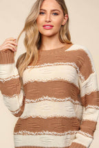 Haptics Striped Contrast Distressed Sweater - Delanoir