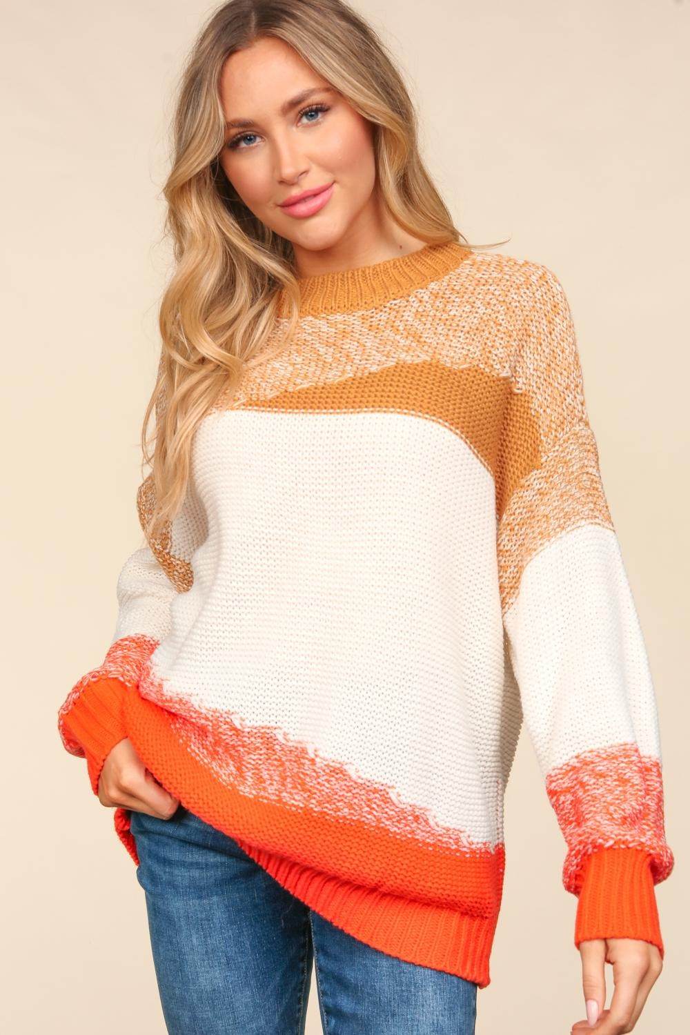 Haptics Color Block Long Sleeve Sweater - Delanoir