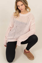 HYFVE Distressed Long Sleeve Knit Top - Delanoir