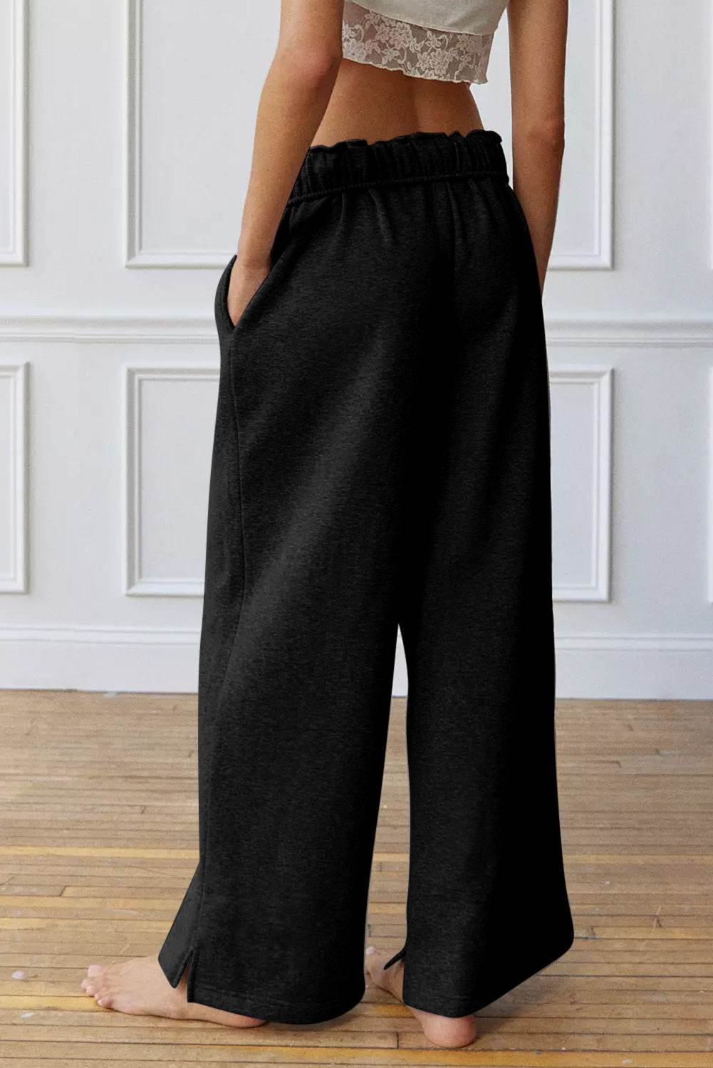 Drawstring Wide Leg Active Pants - Delanoir