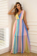 Surplice Neck Sleeveless Maxi Dress - Delanoir