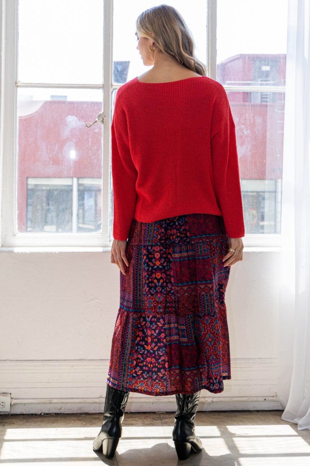 ODDI Full Size Printed Tiered Maxi Skirt - Delanoir