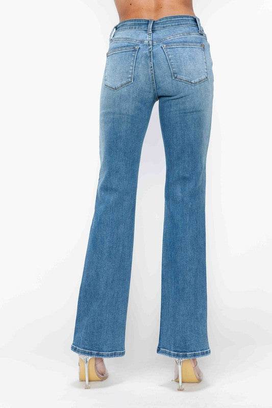 bytos Full Size Cat's Whiskers Mid Rise Bootcut Jeans - Delanoir